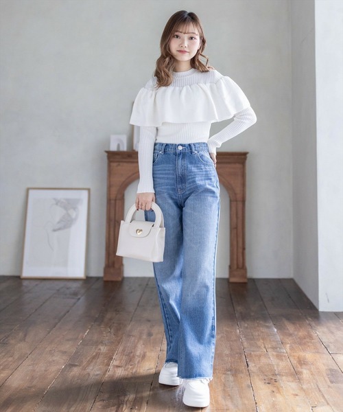 clear（クリア）の「ギャザーケープニットトップス［大人 フェミニン 春ニット］≪再入荷≫（ニット/セーター・レディース・オフホワイト/ベージュ/ブラック・F）」の15枚目の写真