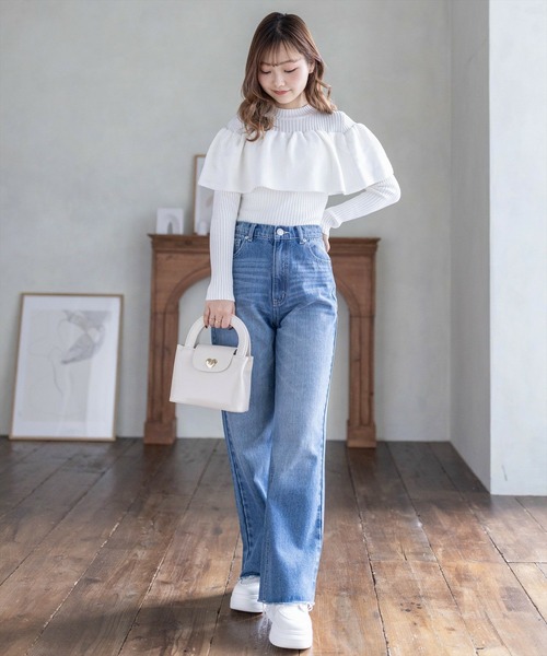 clear（クリア）の「ギャザーケープニットトップス［大人 フェミニン 春ニット］≪再入荷≫（ニット/セーター・レディース・オフホワイト/ベージュ/ブラック・F）」の16枚目の写真