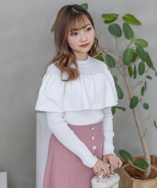 clear（クリア）の「ギャザーケープニットトップス［大人 フェミニン 春ニット］≪再入荷≫（ニット/セーター・レディース・オフホワイト/ベージュ/ブラック・F）」の18枚目の写真