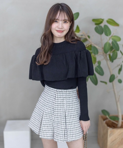 clear（クリア）の「ギャザーケープニットトップス［大人 フェミニン 春ニット］≪再入荷≫（ニット/セーター・レディース・オフホワイト/ベージュ/ブラック・F）」の21枚目の写真