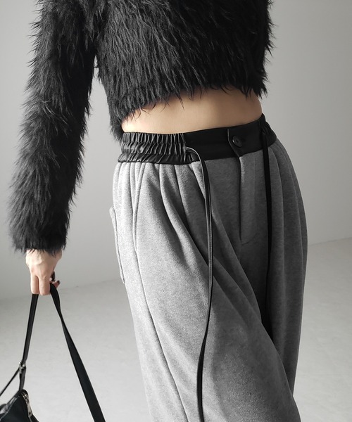 Mi 出品 セール】※※【 裏起毛 】レザードッキングスリータックワイド