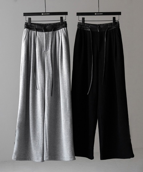 Mi 出品 セール】※※【 裏起毛 】レザードッキングスリータックワイド