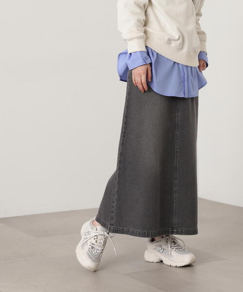 N.（N. Natural Beauty Basic）（エヌエヌナチュラルビューティーベーシック）の「【S Size Line】◆デニムロングスカート（デニムスカート・レディース・グレー/ワンウォッシュ・SMALL/MEDIUM）」の4枚目の写真