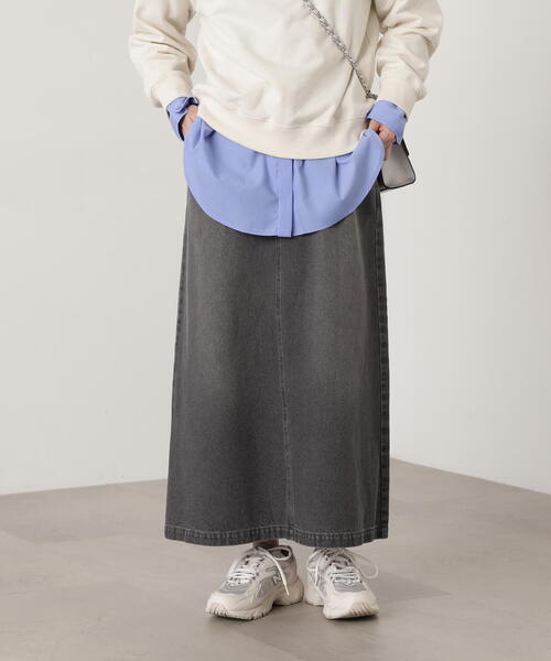 N.（N. Natural Beauty Basic）（エヌエヌナチュラルビューティーベーシック）の「【S Size Line】◆デニムロングスカート（デニムスカート・レディース・グレー/ワンウォッシュ・SMALL/MEDIUM）」の3枚目の写真