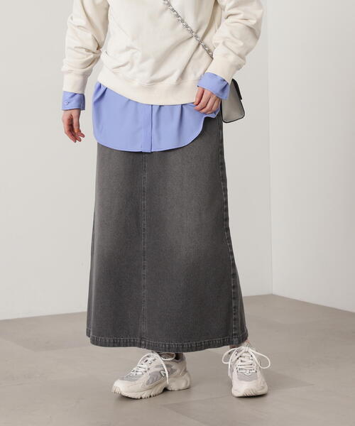 N.（N. Natural Beauty Basic）（エヌエヌナチュラルビューティーベーシック）の「【S Size Line】◆デニムロングスカート（デニムスカート・レディース・グレー/ワンウォッシュ・SMALL/MEDIUM）」の7枚目の写真