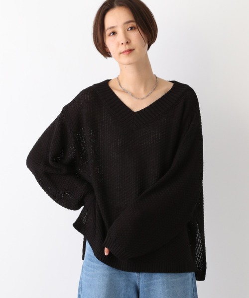 LEPSIM(レプシィム)の「5ゲージカノコVネックプルオーバー 987563(ニット/セーター・レディース・キナリ/モカ/マスタード/ブラック・FREE)」の3枚目の写真