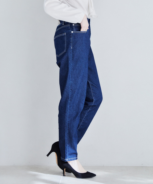 CROSS FUNCTION（クロスファンクション）の「《ストレッチ・サスティナブル》エコベロデニムテーパードパンツ【CF/クロスファンクション】（デニムパンツ・レディース・ブルー/ネイビー・S/M/L/LL）」の14枚目の写真