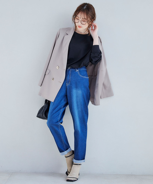 CROSS FUNCTION（クロスファンクション）の「《ストレッチ・サスティナブル》エコベロデニムテーパードパンツ【CF/クロスファンクション】（デニムパンツ・レディース・ブルー/ネイビー・S/M/L/LL）」の16枚目の写真