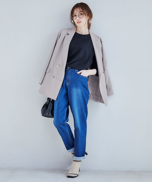 CROSS FUNCTION（クロスファンクション）の「《ストレッチ・サスティナブル》エコベロデニムテーパードパンツ【CF/クロスファンクション】（デニムパンツ・レディース・ブルー/ネイビー・S/M/L/LL）」の17枚目の写真