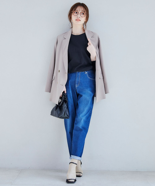 CROSS FUNCTION（クロスファンクション）の「《ストレッチ・サスティナブル》エコベロデニムテーパードパンツ【CF/クロスファンクション】（デニムパンツ・レディース・ブルー/ネイビー・S/M/L/LL）」の18枚目の写真