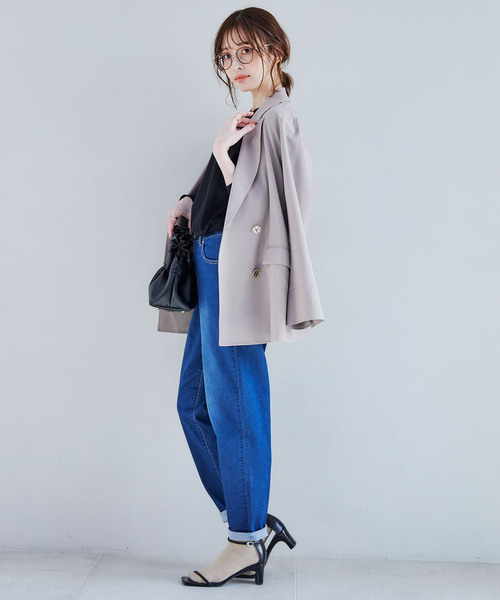 CROSS FUNCTION（クロスファンクション）の「《ストレッチ・サスティナブル》エコベロデニムテーパードパンツ【CF/クロスファンクション】（デニムパンツ・レディース・ブルー/ネイビー・S/M/L/LL）」の19枚目の写真