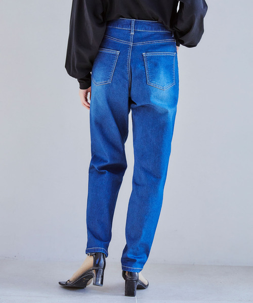 CROSS FUNCTION（クロスファンクション）の「《ストレッチ・サスティナブル》エコベロデニムテーパードパンツ【CF/クロスファンクション】（デニムパンツ・レディース・ブルー/ネイビー・S/M/L/LL）」の22枚目の写真