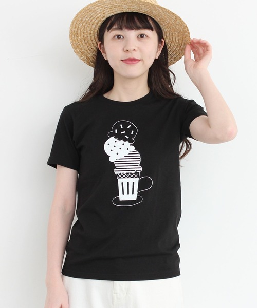 peu pres（プープレ）の「トリプルアイスクリームTシャツ（Tシャツ/カットソー・レディース・ブラック/ホワイト・FREE）」の8枚目の写真