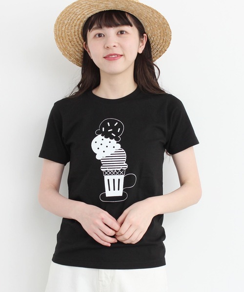 peu pres（プープレ）の「トリプルアイスクリームTシャツ（Tシャツ/カットソー・レディース・ブラック/ホワイト・FREE）」の9枚目の写真