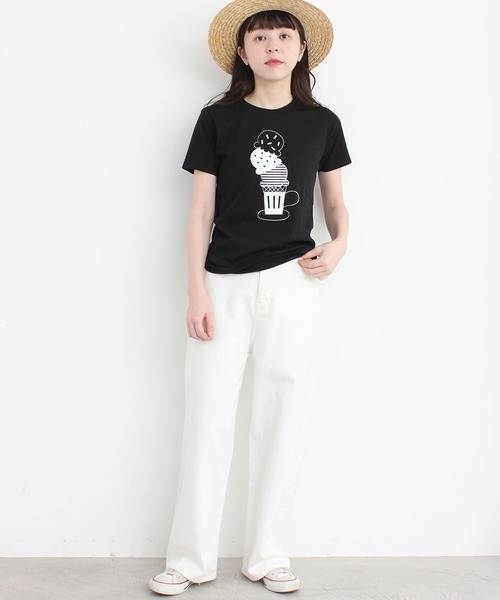 peu pres（プープレ）の「トリプルアイスクリームTシャツ（Tシャツ/カットソー・レディース・ブラック/ホワイト・FREE）」の15枚目の写真