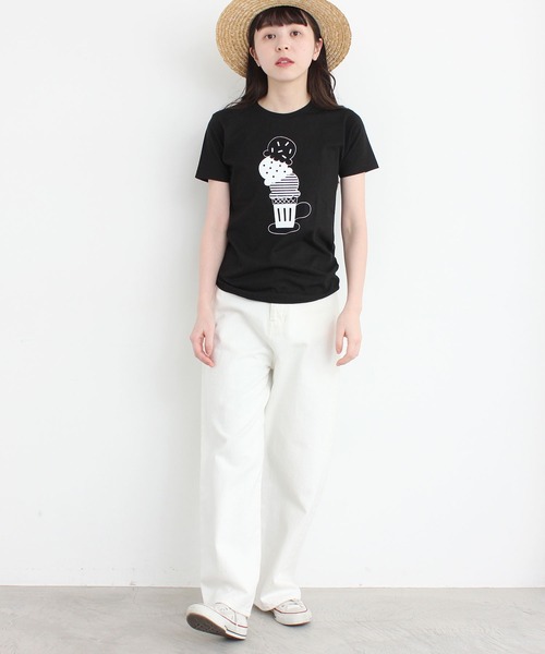 peu pres（プープレ）の「トリプルアイスクリームTシャツ（Tシャツ/カットソー・レディース・ブラック/ホワイト・FREE）」の18枚目の写真
