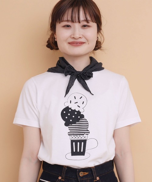 peu pres（プープレ）の「トリプルアイスクリームTシャツ（Tシャツ/カットソー・レディース・ブラック/ホワイト・FREE）」の19枚目の写真
