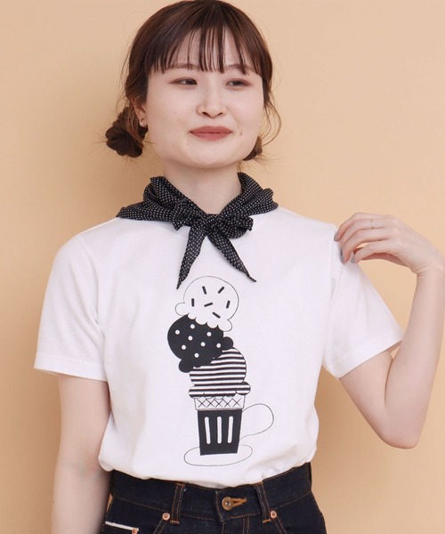 peu pres（プープレ）の「トリプルアイスクリームTシャツ（Tシャツ/カットソー・レディース・ブラック/ホワイト・FREE）」の4枚目の写真