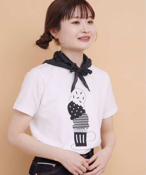 peu pres（プープレ）の「トリプルアイスクリームTシャツ（Tシャツ/カットソー・レディース・ブラック/ホワイト・FREE）」の21枚目の写真