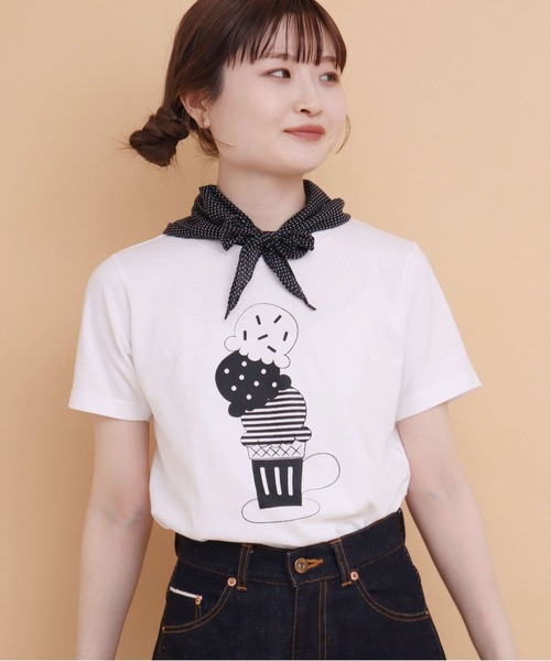 peu pres（プープレ）の「トリプルアイスクリームTシャツ（Tシャツ/カットソー・レディース・ブラック/ホワイト・FREE）」の22枚目の写真