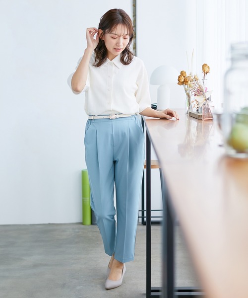 Honeys（ハニーズ）の「半袖衿付カーディガン（カーディガン/ボレロ・レディース・アイボリー/イエロー/ベージュ/ブラック/ブルー系その他・LL/S/M/L）」の6枚目の写真