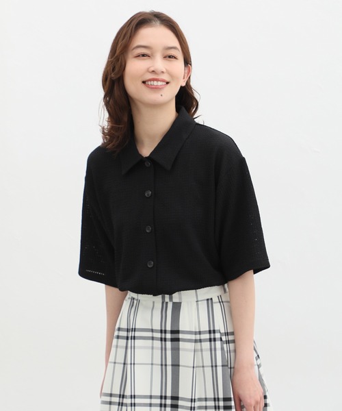 Honeys（ハニーズ）の「半袖衿付カーディガン（カーディガン/ボレロ・レディース・アイボリー/イエロー/ベージュ/ブラック/ブルー系その他・LL/S/M/L）」の12枚目の写真