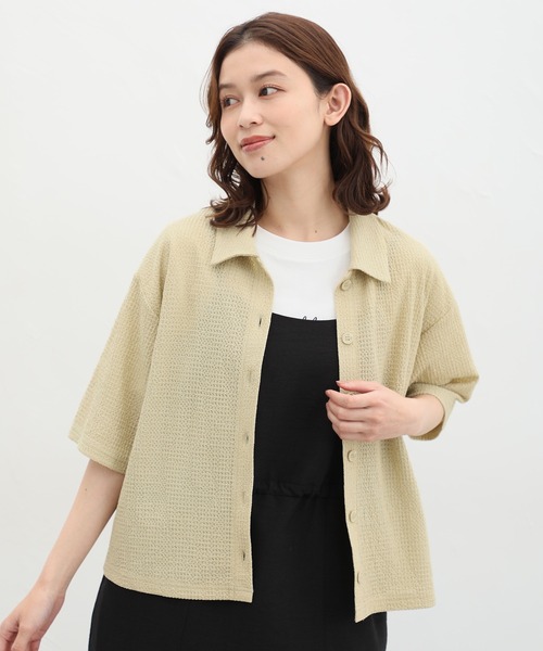 Honeys（ハニーズ）の「半袖衿付カーディガン（カーディガン/ボレロ・レディース・アイボリー/イエロー/ベージュ/ブラック/ブルー系その他・LL/S/M/L）」の16枚目の写真