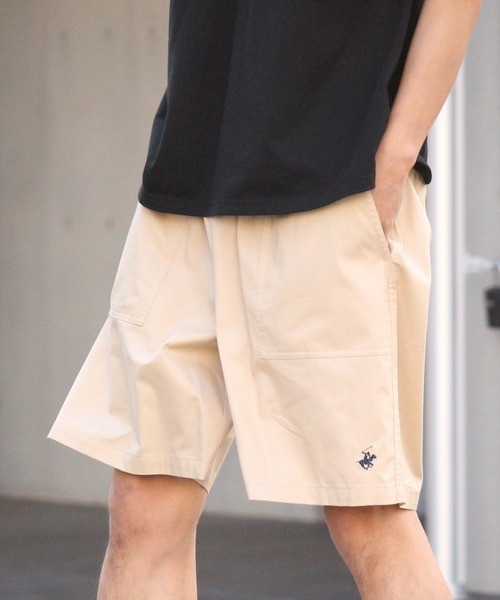 BEVERLY HILLS POLO CLUB（ビバリーヒルズポロクラブ）の「【Beverly Hills Polo Club/ビバリーヒルズポロクラブ】ワンポイントポニー刺繍 カーボンピーチツイル イージーハーフパンツ（その他パンツ・メンズ・ベージュ/スミクロ/ネイビー/ブルーグリーン/ライラック/オフホワイト・LL/L/M）」の4枚目の写真