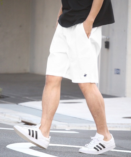 BEVERLY HILLS POLO CLUB（ビバリーヒルズポロクラブ）の「【Beverly Hills Polo Club/ビバリーヒルズポロクラブ】ワンポイントポニー刺繍 カーボンピーチツイル イージーハーフパンツ（その他パンツ・メンズ・ベージュ/スミクロ/ネイビー/ブルーグリーン/ライラック/オフホワイト・LL/L/M）」の2枚目の写真