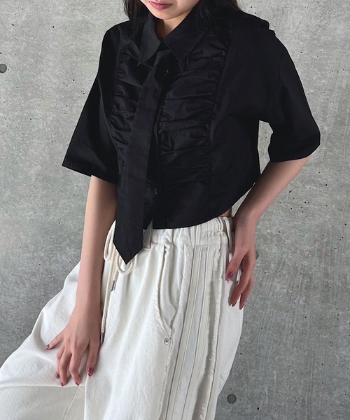 PAGEBOY（ページボーイ）の「ネクタイツキショートシャツ（シャツ/ブラウス・レディース・オフホワイト/ブルー/ブラック・FREE）」の13枚目の写真