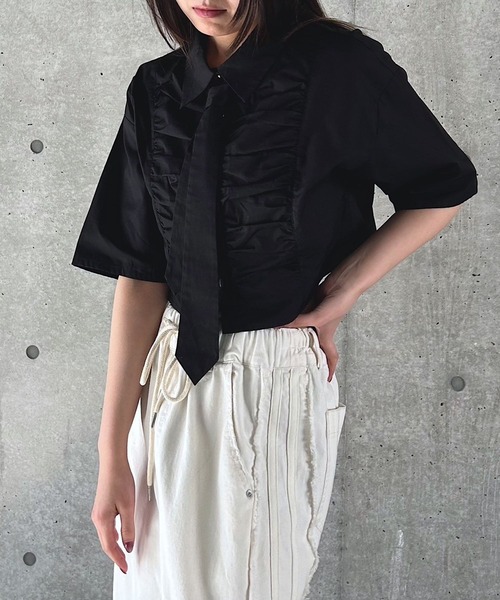 PAGEBOY（ページボーイ）の「ネクタイツキショートシャツ（シャツ/ブラウス・レディース・オフホワイト/ブルー/ブラック・FREE）」の14枚目の写真