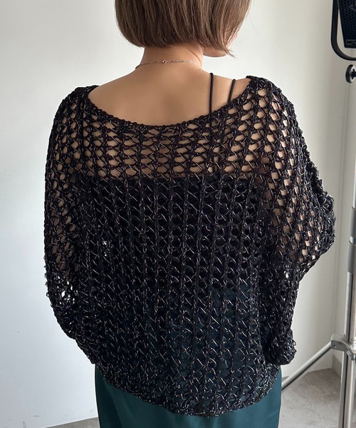 apres jour mignon(アプレジュールミニョン)の「ラメメッシュニット【ZOZOTOWN限定アイテム】(ニット/セーター・レディース・ピンク/ブラック/オフホワイト/ブルー・X-LARGE/フリー)」の13枚目の写真