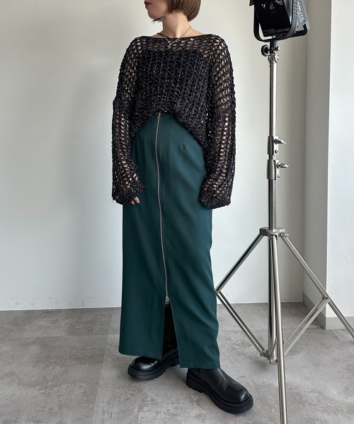 apres jour mignon(アプレジュールミニョン)の「ラメメッシュニット【ZOZOTOWN限定アイテム】(ニット/セーター・レディース・ピンク/ブラック/オフホワイト/ブルー・X-LARGE/フリー)」の14枚目の写真