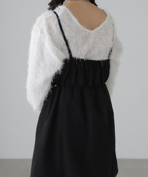 FREE'S MART（フリーズマート）の「◆ウエストドロストミニキャミワンピース（ワンピース・レディース・ブラック/ホワイト・SMALL/MEDIUM）」の7枚目の写真