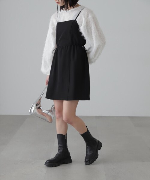 FREE'S MART（フリーズマート）の「◆ウエストドロストミニキャミワンピース（ワンピース・レディース・ブラック/ホワイト・SMALL/MEDIUM）」の11枚目の写真