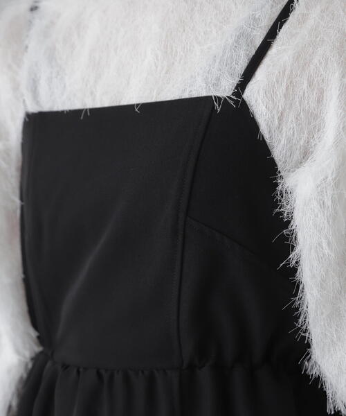 FREE'S MART（フリーズマート）の「◆ウエストドロストミニキャミワンピース（ワンピース・レディース・ブラック/ホワイト・SMALL/MEDIUM）」の13枚目の写真