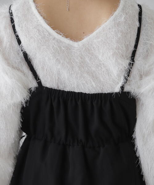 FREE'S MART（フリーズマート）の「◆ウエストドロストミニキャミワンピース（ワンピース・レディース・ブラック/ホワイト・SMALL/MEDIUM）」の15枚目の写真