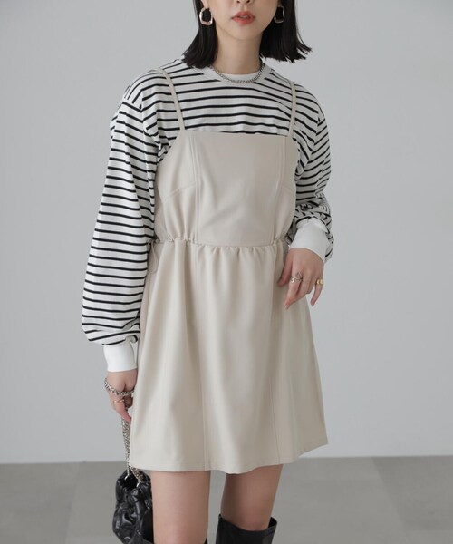 FREE'S MART（フリーズマート）の「◆ウエストドロストミニキャミワンピース（ワンピース・レディース・ブラック/ホワイト・SMALL/MEDIUM）」の19枚目の写真