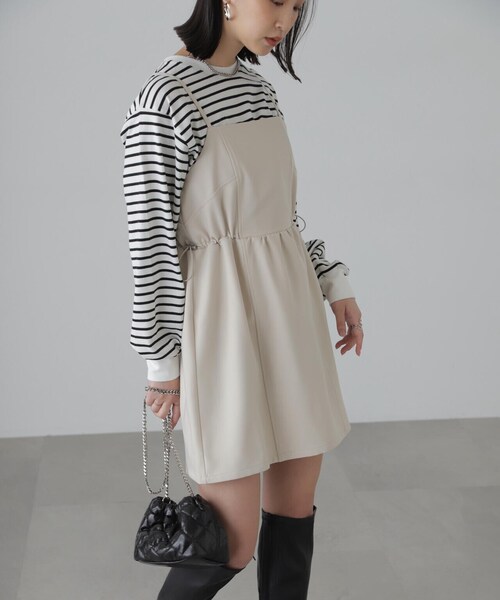 FREE'S MART（フリーズマート）の「◆ウエストドロストミニキャミワンピース（ワンピース・レディース・ブラック/ホワイト・SMALL/MEDIUM）」の20枚目の写真