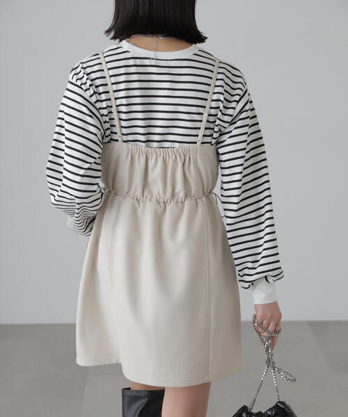 FREE'S MART（フリーズマート）の「◆ウエストドロストミニキャミワンピース（ワンピース・レディース・ブラック/ホワイト・SMALL/MEDIUM）」の21枚目の写真