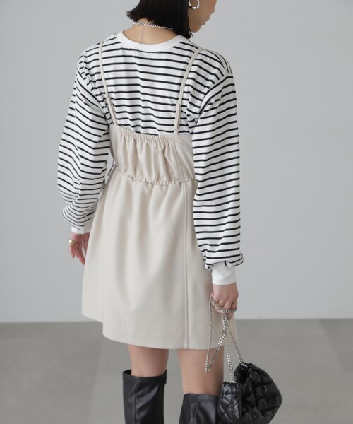 FREE'S MART（フリーズマート）の「◆ウエストドロストミニキャミワンピース（ワンピース・レディース・ブラック/ホワイト・SMALL/MEDIUM）」の22枚目の写真