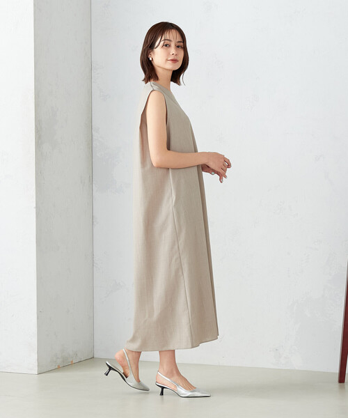 【セール】【セットアップ対応】麻調ポリエステル ナローラインワンピース（ワンピース）｜COMME CA ISM（コムサイズム）