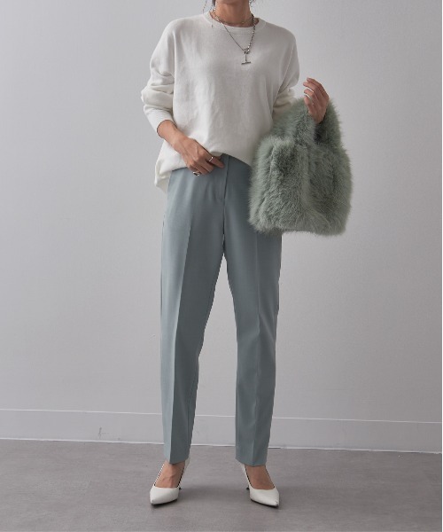 SETUP7（セットアップセブン）の「【SETUP7】Basic Tapered Pants　/　美シルエットベーシックテーパードパンツ（スラックス・レディース・ブラック/ライトベージュ/ブラウン/ライトブルー・S/M/XS）」の16枚目の写真