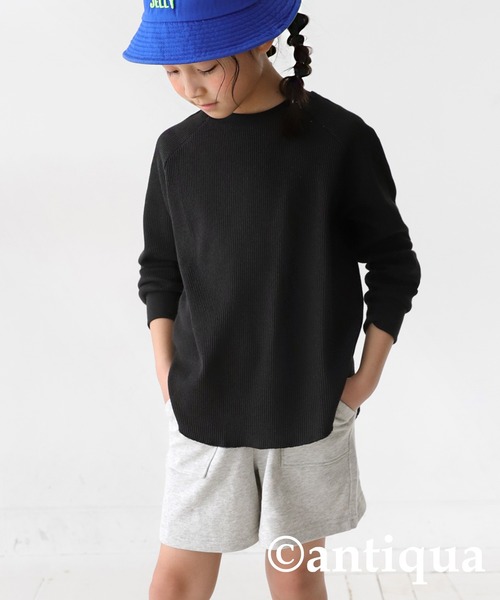 antiqua(アンティカ)の「サーマルトップス(Tシャツ/カットソー・キッズ・ブラック/オフホワイト/グレー/ネイビー/レッド・130/140/150/160)」の3枚目の写真