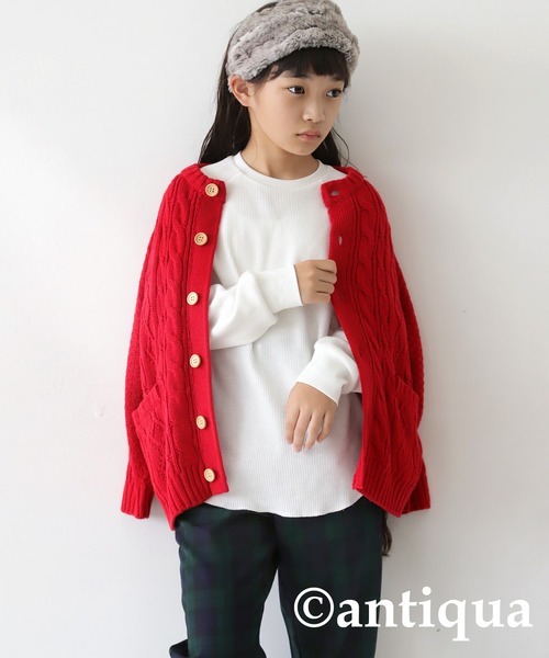 antiqua(アンティカ)の「サーマルトップス(Tシャツ/カットソー・キッズ・ブラック/オフホワイト/グレー/ネイビー/レッド・130/140/150/160)」の14枚目の写真