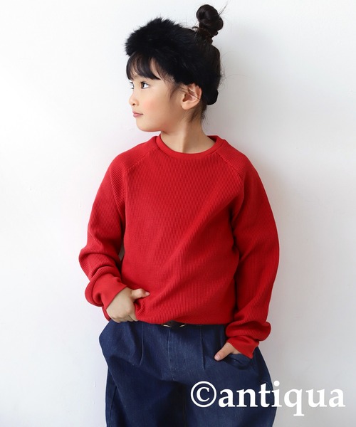 antiqua(アンティカ)の「サーマルトップス(Tシャツ/カットソー・キッズ・ブラック/オフホワイト/グレー/ネイビー/レッド・130/140/150/160)」の21枚目の写真