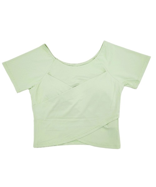 HYSSHOP（エイチワイエスショップ）の「【大きいサイズ有/カップ付き/吸汗速乾/伸縮性有/クロップド丈】半袖 くしゅっとクロス風フィットネス ブラトップス レディース[トレーニングウェア/ジムウェア/ピラティスウェア]（その他トップス・レディース・ブラウン/グリーン系その他/ブラック/ペールイエロー/スモークピンク/ホワイト/パープル系その他・S/M/L/XL）」の14枚目の写真