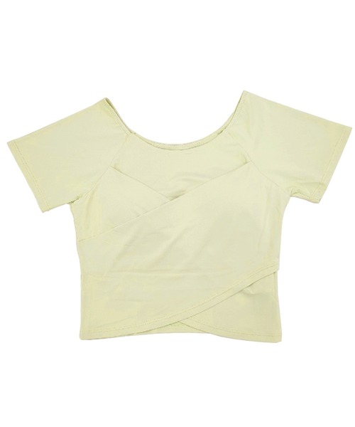 HYSSHOP（エイチワイエスショップ）の「【大きいサイズ有/カップ付き/吸汗速乾/伸縮性有/クロップド丈】半袖 くしゅっとクロス風フィットネス ブラトップス レディース[トレーニングウェア/ジムウェア/ピラティスウェア]（その他トップス・レディース・ブラウン/グリーン系その他/ブラック/ペールイエロー/スモークピンク/ホワイト/パープル系その他・S/M/L/XL）」の17枚目の写真