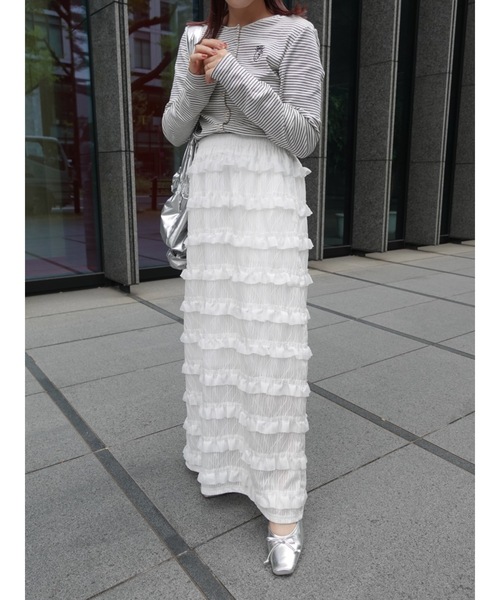 JUMELLE(ジュメロ)の「【ウエストゴム/ストレスフリー】cut narrow skirt(スカート・レディース・ブラック/ホワイト・MEDIUM)」の22枚目の写真