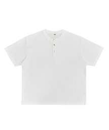 ハーフジップ/スナップボタン オーバーサイズワッフル半袖Tシャツ